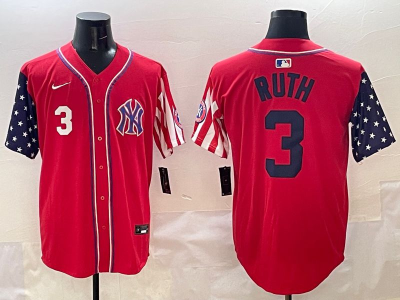 Men New York Yankees #3 Ruth Red a generation of national flags Jointly Name 2025 Nike MLB Jersey style 2